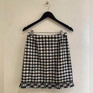 Gingham vintage silk mini skirt, black and white, size s